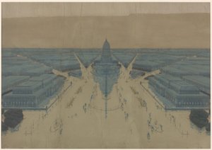 Vue de la place et des bâtiments proposés pour le Civic Center, plan de Chicago de 1909