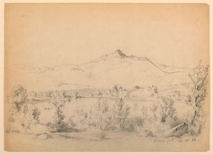 Dessin, étang et montagne de Chocorua, New Hampshire, 28 septembre 1854 - Daniel Huntington