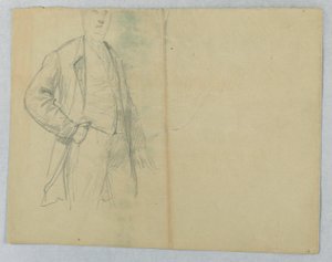 Dessin, M. Samuel Ward père, debout, la main dans la poche, 1880