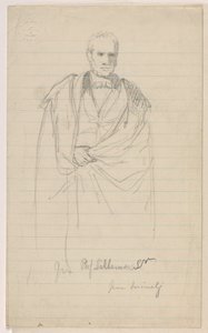 Dessin, Prof Benjamin Silliman, Sr. Debout ; à gauche : Prof. Benjamin Silliman, Sr. assis, 1858 - Daniel Huntington