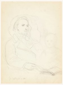 Dessin, esquisses pour "Lesson of Charity" et portrait de Peter Richards, Jr, 1849 - Daniel Huntington