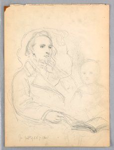 Dessin, esquisses pour "Lesson of Charity" et portrait de Peter Richards, Jr, 1849 - Daniel Huntington