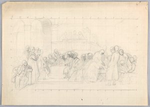Dessin, étude pour le "Groupe scientifique", 1858 - Daniel Huntington