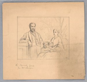 Dessin, étude pour "Titian Showing", 1872 - Daniel Huntington