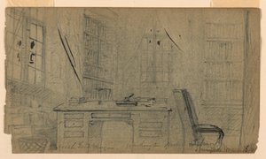 Dessin, bibliothèque de Washington Irving à Sunnyside, 16 mars 1860 - Daniel Huntington