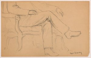 Dessin, William H. Macy assis, bas du corps ; verso : main droite, 1884 - Daniel Huntington
