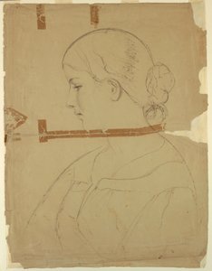 Dessin, femme de profil, modèle à Rome, 1840 - Daniel Huntington