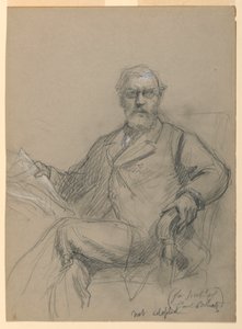 Dessin, Carl Schurz assis en train de lire, 1899