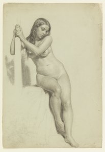 Femme nue perchée sur un tabouret - Daniel Huntington