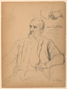 John Jay Phelps assis, étude séparée de la main et de la chaîne