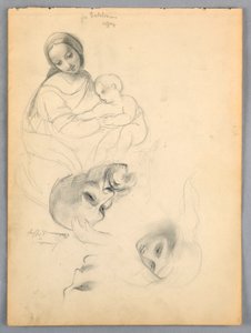 Madone et enfant, esquisses d