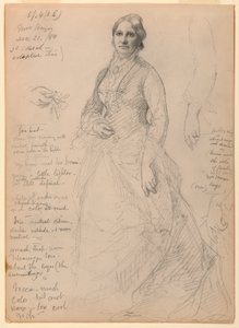 Mme Rutherford B. Hayes debout, études de bras et de mains - Daniel Huntington