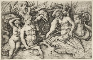 Deux tritons se battant - Bataille des dieux de la mer (partie droite)