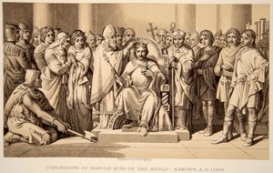 Couronnement de Harold II en 1066, gravé par W. Ridgeway - Daniel Maclise