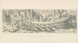 Le Duc Guillaume, dans sa Galère, accompagné de sa Flotte, traverse vers l