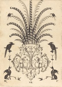 Broche avec pierres de table, scorpions volants en haut et chiens en bas