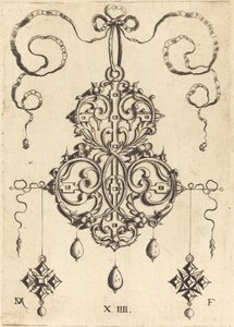 Pendentif à motifs avec trois gouttes et deux pendentifs en forme de croix à gauche et à droite