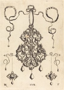 Pendentif en arabesque avec deux pierres carrées comme boucles d