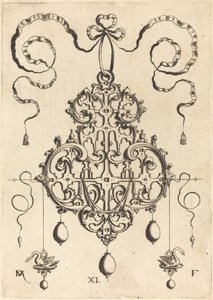 Pendentif à motifs avec deux cygnes comme boucles d