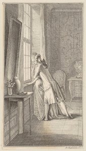 Ferdiner embrasse Elise à la fenêtre - Daniel Nikolaus Chodowiecki