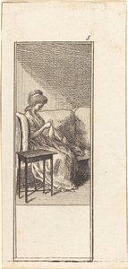 Fille assise, cousant - Daniel Nikolaus Chodowiecki