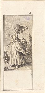 Fille avec Éventail, de Profil Gauche - Daniel Nikolaus Chodowiecki