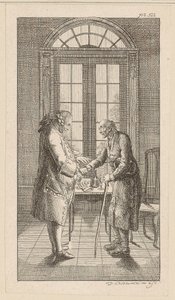 M. v. G. serre la main du vieil homme - Daniel Nikolaus Chodowiecki