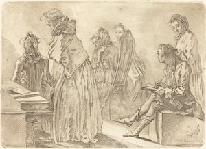 Fête avec six dames et l