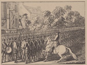 Passer sous les fourches caudines. Illustration de Elementartwerk par J.B. Basedow, 1774