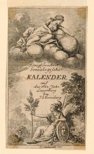 Page de titre pour "Königl: Grosbrit [anische] Genealogischer Kalender auf das 1781 Jahr Lauenberg bey J.G. Berenberg" - Daniel Nikolaus Chodowiecki