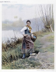 Femme revenant de la rivière par R. Knight, vers 1905 - Daniel Ridgway Knight
