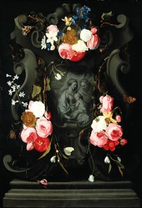 Guirlande de fleurs avec la Sainte Famille, 1625-27