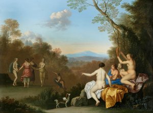 Nymphes dansant et jouant de la musique près d