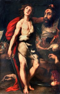 David vainqueur du géant Goliath tient sa tête en main Peinture de Daniele Crespi (1598-1630) 1623 Palazzo Borromeo, Isola Bella, Stresa Italie