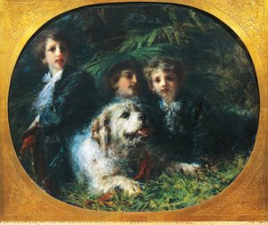 Les garçons Troubetzkoy avec un chien, par Daniele Ranzoni