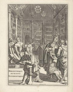 Intérieur de bibliothèque avec des ecclésiastiques - Daniël met de Penningen