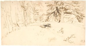Un tumulus boisé avec entrée au tombeau - Dankvart Dreyer