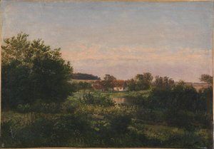 Paysage avec un cottage près d