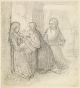 (Probablement) Sainte Elisabeth de Hongrie agenouillée avec ses compagnons Isentrudis et Guta