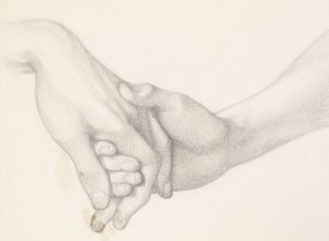 Le rêve de Dante au moment de la mort de Béatrice - Étude de Dante tenant la main de l