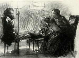 Elizabeth Siddal dessinant Rossetti, 1853, 1947 - Dante Gabriel Charles Rossetti