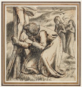 Jean réconfortant la Vierge au pied de la croix, vers 1857-58 (plume, encre de Chine et lavis sépia sur papier)