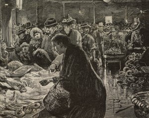 Marché de Noël à Rome, Italie, gravure d