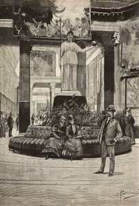 Exposition de tissus et de dentelles, Rotonde et Galerie des Tissus, Rome, Italie, gravure d