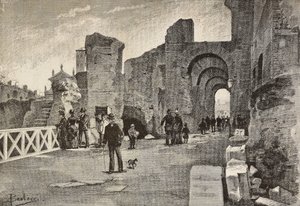 Promenade publique (Summa Nova Via) au Palazzo dei Cesari, Rome, Italie, gravure d