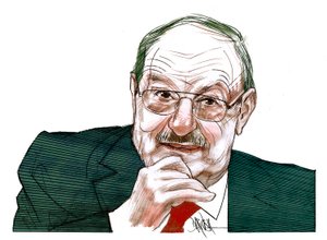 Umberto Eco (dessin numérique au crayon de couleur)