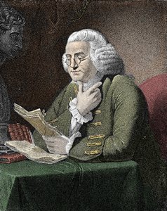 Portrait de Benjamin Franklin (1706-1790), philosophe, physicien et ambassadeur américain. Gravure d