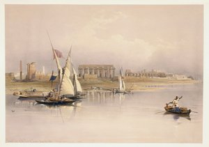 Égypte, ruines de Louxor depuis le Nil - David (after) Roberts