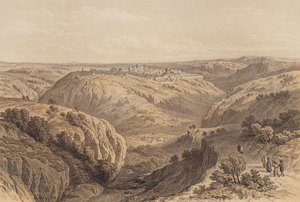 Jérusalem depuis le Sud (lithographie en couleur) - David (after) Roberts