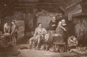 Alfred dans la chaumière du vacher, gravé par A.H. Payne